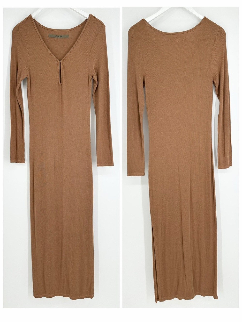 Enza Costa Rib Knit Lightweight Long Sleeve Midi Dress
